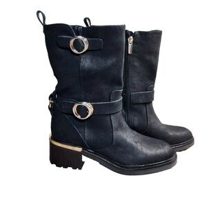 Vince Camuto Women's Size 7,5 M Black Leather Buckle Kerivini Boots